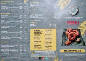 Sambal Express Menu Front - 2024 - Sambal Express Price List 2024
